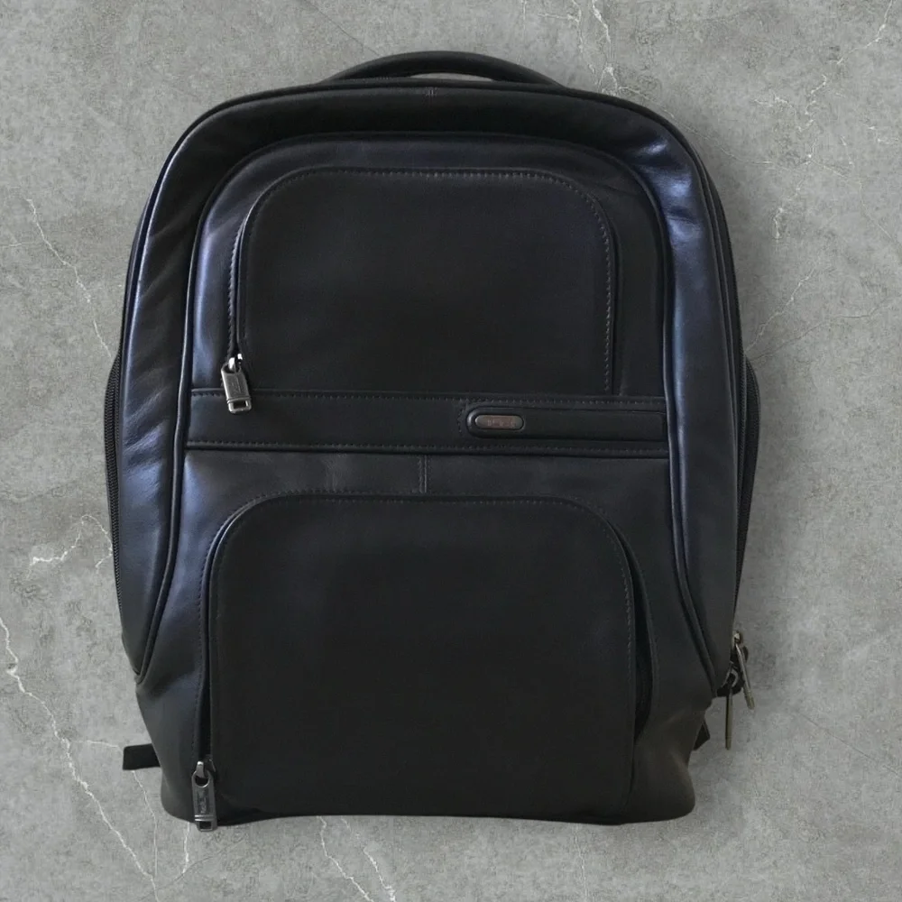 Tumi Black leather Laptop Backpack